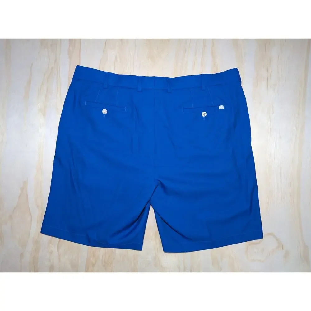Peter Millar Men's 40 Blue Performance Golf Shorts Solid Flat Front Lightweight